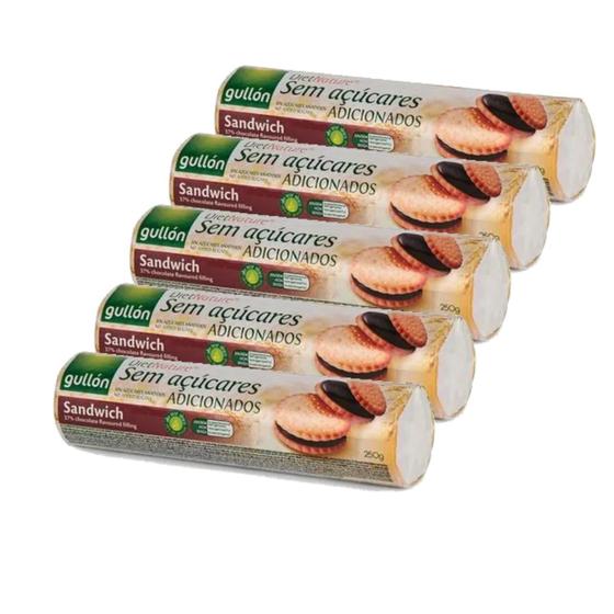 Imagem de 5X Biscoito Gullon Zero Açucar Sandwich Choco 250G