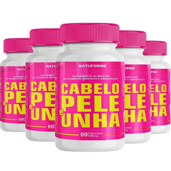 Imagem de 5x Cabelo Pele Unha Natuforme 60 Cápsulas 500mg