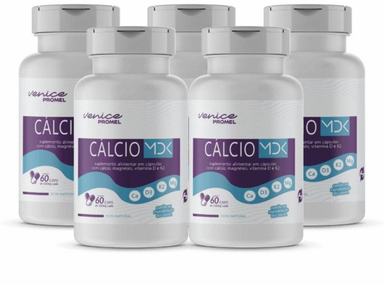 Imagem de 5x Calcio Mdk - Calcio, Magnesio, Vitamina D3 E K2 60 Capsulas de 530mg