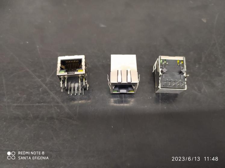 Imagem de 5x Conector Rj45 Blindado Com Led Femea 90 Trje160genl