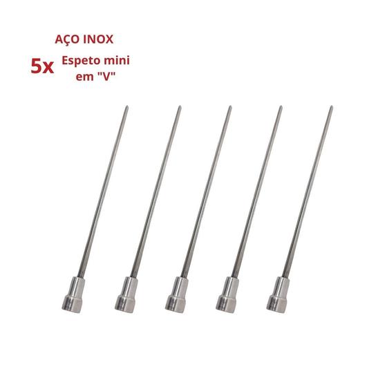 Imagem de 5x Espeto Mini Inox Lâmina 50cm Churrasco Coração Laurindos