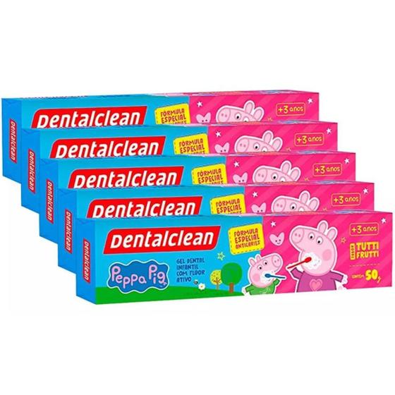 Imagem de 5x gel dental infantil peppa pig com fluor 50g - dentalclean