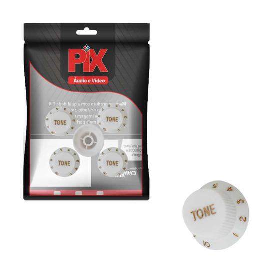 Imagem de 5x Knob P/ Guitarra Baixo Tone Redondo - Kn-137a Branco