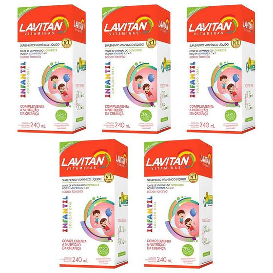 Imagem de 5x Lavitan infantil rico em vitaminas e minerais 240ml sabor laranja cimed