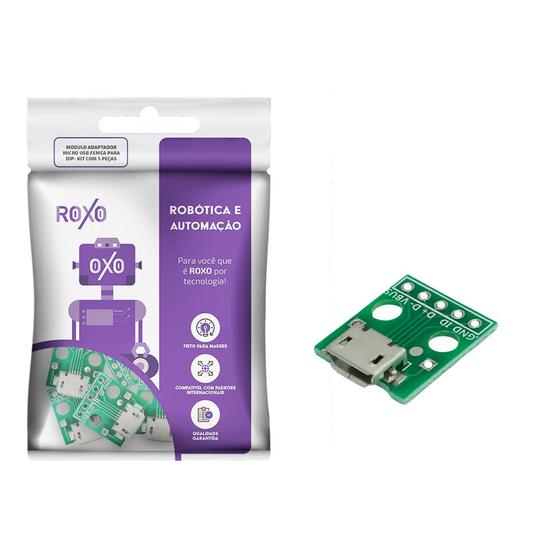 Imagem de 5x Módulo Conector Micro Usb Fêmea Dip Protoboard - RoXo