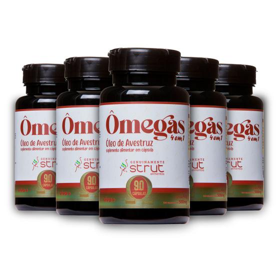Imagem de 5x oleo de avestruz strut 90 caps omega 3 6 7 9