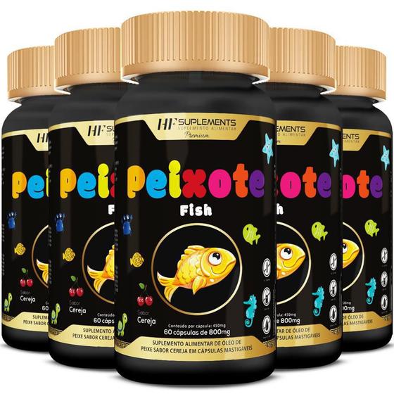 Imagem de 5X Peixote Omega 3 Infantil Mastigavel 60Caps Hf Suplements