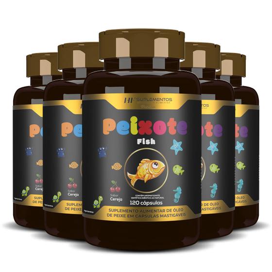 Imagem de 5x PEIXOTE OMEGA 3 KIDS MASTIGAVEL 120CAPS HF SUPLEMENTOS