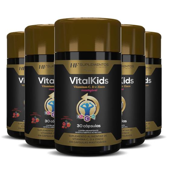 Imagem de 5x vitalkids vitamina c, d zinco 30caps mastigavel hf suplementos