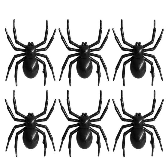 Imagem de 6 Aranhas de Plástico para Decorar Festa de Halloween Festa de dia das Bruxas