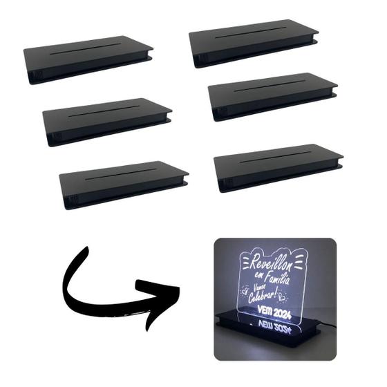 Imagem de 6 Base Luminária De Acrílico Led Branco Sthoudt - Preto 6Mm