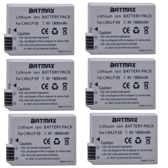 Imagem de 6 Baterias Batmax Lp-e8 Para Canon T2i, T3i, T4i, T5i, X4, X5
