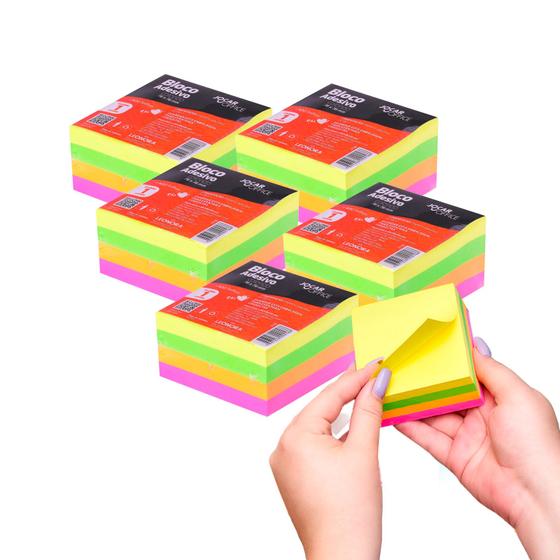 Imagem de 6 Blocos Adesivos Post-it 76x76mm 4 Cores 2.400 Folhas