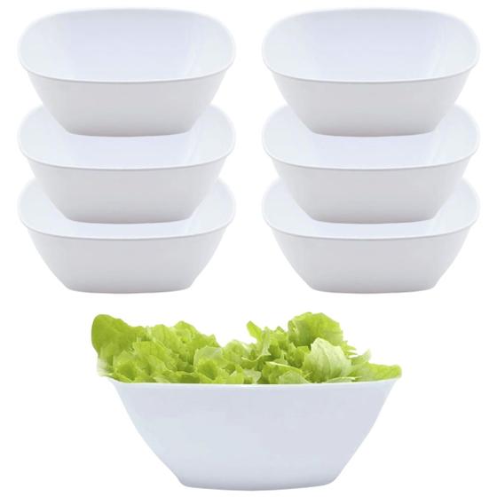 Imagem de 6 Bowl Saladeira 2,2L Pote Tigela Quadrada Melamina 2200ml