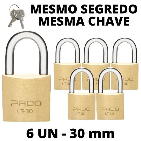 Imagem de 6 Cadeado Pado 30mm mesmo segredo