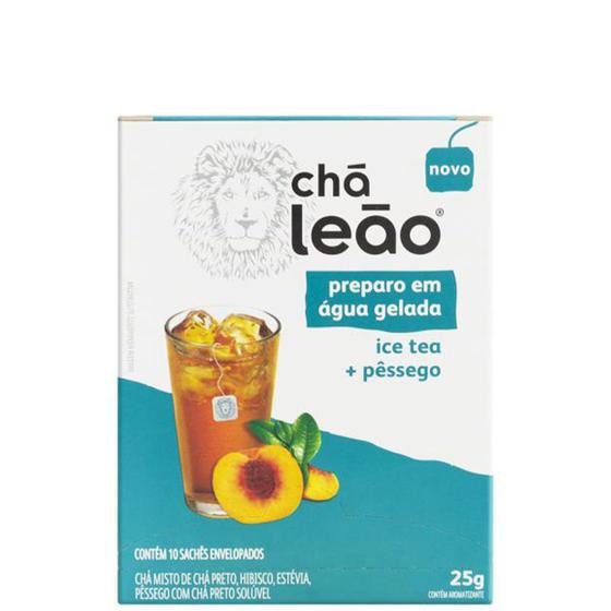 Imagem de 6 Caixas Chá Gelado Leão Ice Tea C/ Pêssego 10un 25g