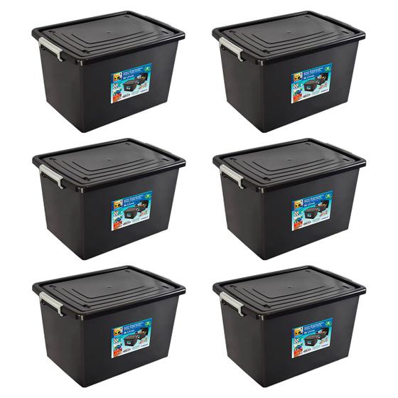 6 Caixas Com Tampa Para Organizar Objetos Tamanho Grande 56l - Arqplast ...