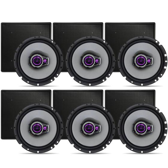 Imagem de 6 Caixas  Som Pioneer Quadrada Embutir Teto Preta 50rms 4ohm