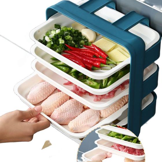 Imagem de 6 camadas Parede Mounted Dish Organizer Rack Kitchen Fruit Vegetable Storage Holder Wall Hanging Shelves Pantry Organizer Box Suportes e racks de armazenamento