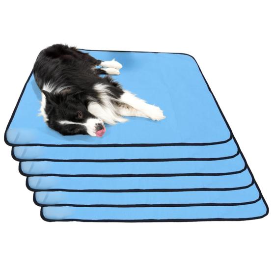 Imagem de 6 Caminhas para Cães e Gatos Dobrável 200 Lavagens 100x70 Azul Antipulgas Quality