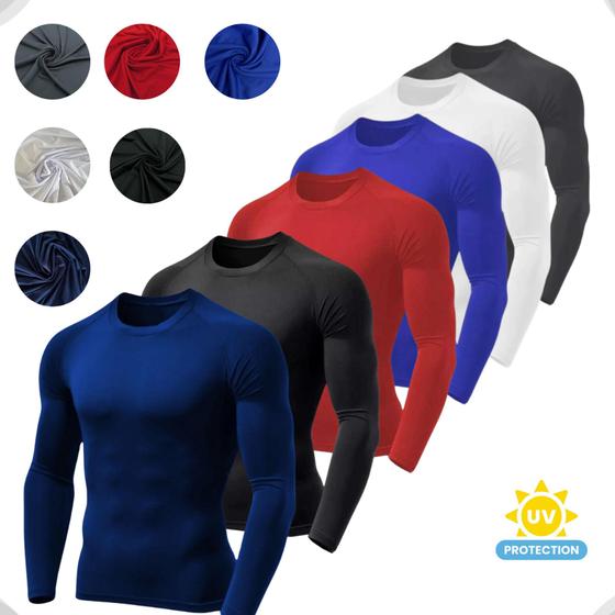 Imagem de 6 Camiseta Masculina Preta Proteção Termica Uv+ Segunda Pele