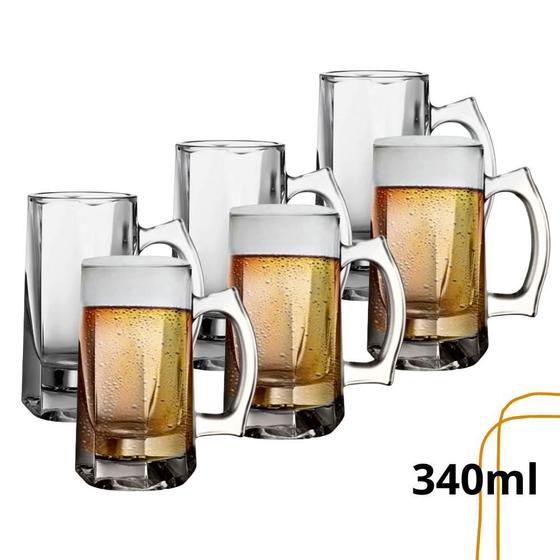 Imagem de 6 Caneca De Chopp Cerveja Vidro Grosso Sublimação