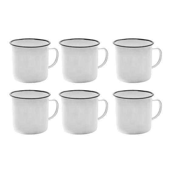 Imagem de 6 Caneca Esmaltado 8Cm Esmaltada Branca 300Ml Para Servir