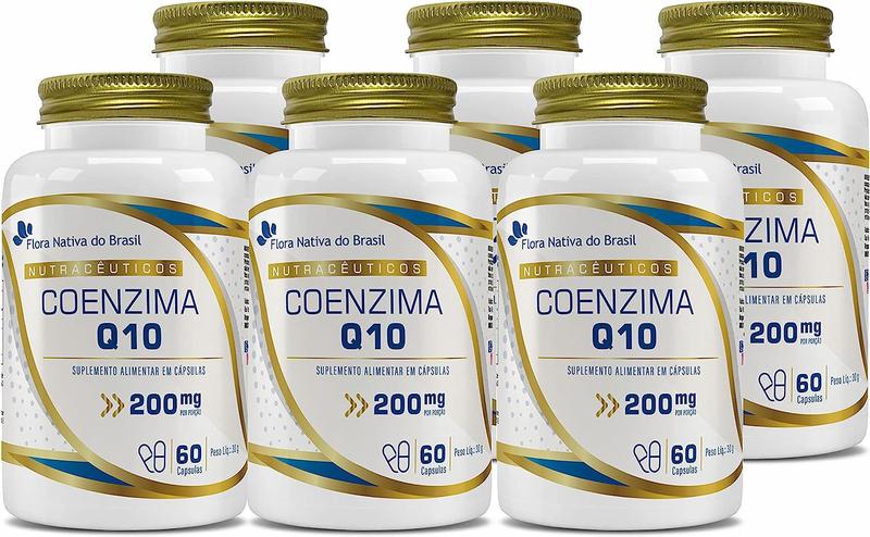 Imagem de 6 Coenzima Q10 100% Pura (200mg/porção) 60 Caps Flora Nativa