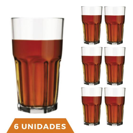 Imagem de 6 Copo Bristol Redondo Luxo Vidro Transparente 410ml Nadir