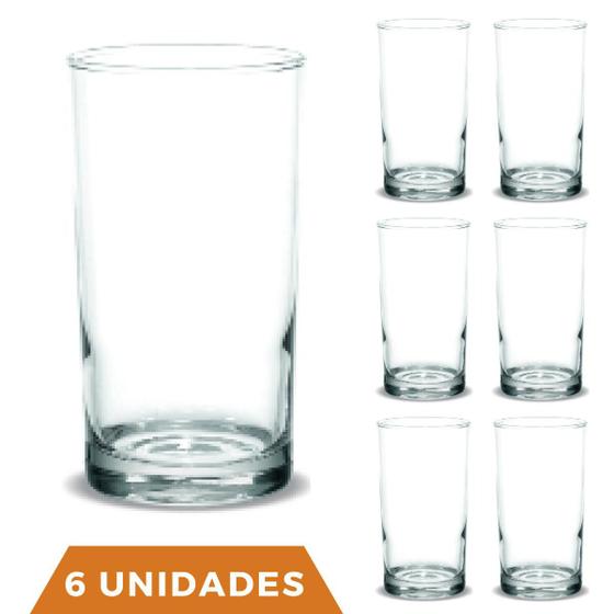 Imagem de 6 Copos Brooklyn 330ml Agua Vidro Transparente Suco Nadir