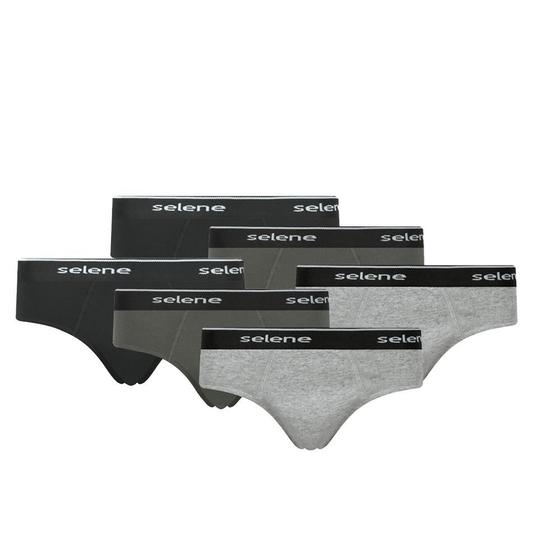 Imagem de 6 Cuecas Adulto Modelo Slip Com Elástico De 30 MM Básica Em Algodão Selene Masculina