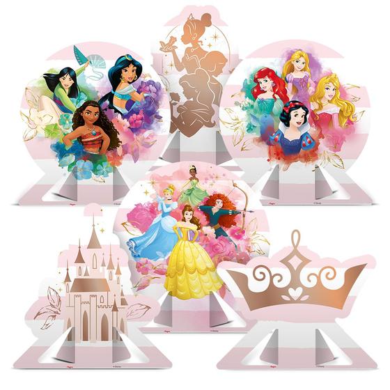 Imagem de 6 Enfeite Display Decoração De Mesa Tema Festa Jardim Das Princesas Disney