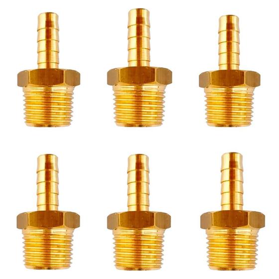 Imagem de 6 Espigão Adaptador 1/2 Gás Encanado X Bico Mangueira 3/8