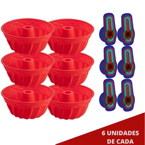 Imagem de 6 Kit Forma Silicone Espiral Sortida + Colher Medidora 6Pç