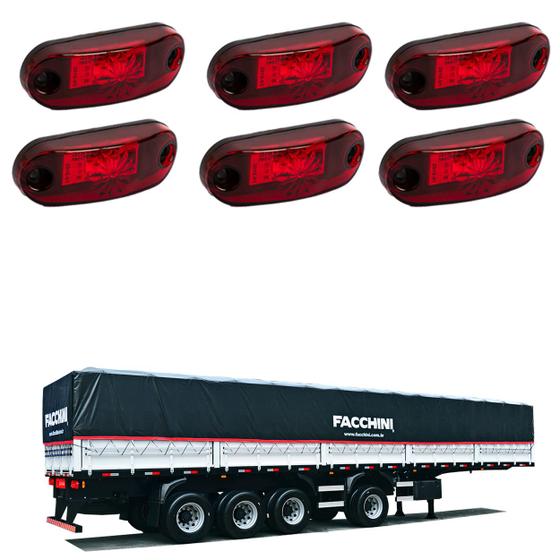 Imagem de 6 Lanterna Delimitadora LED Carreta Facchini Lateral Rubi