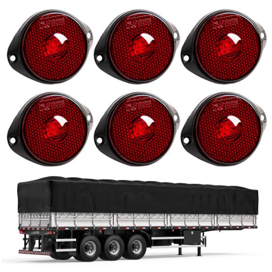 Imagem de 6 Lanterna Frontal Carreta LED Rubi 65mm c/ Sup. - Conect.