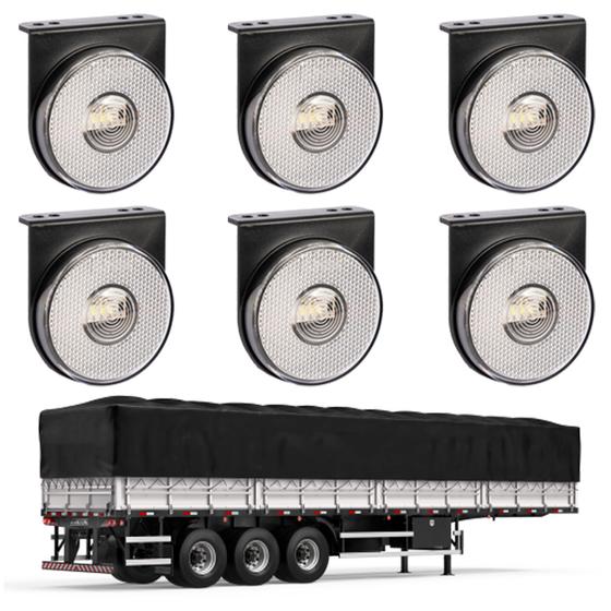 Imagem de 6 Lanterna Lateral Carreta LED Cristal 85mm c/ Sup. - Conect