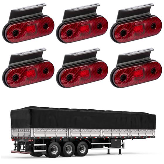Imagem de 6 Lanterna Lateral Carreta LED Rubi c/ Suporte - Fio