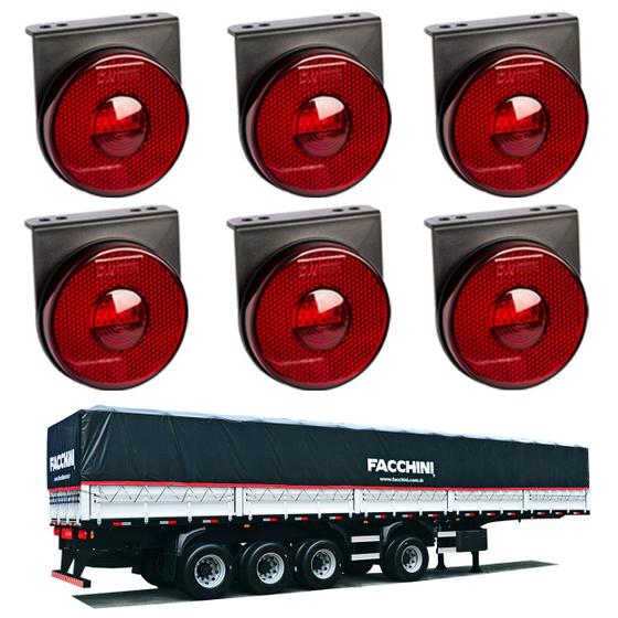 Imagem de 6 Lanterna Lateral Facchini LED Rubi 85mm c/ Sup. - Conect.
