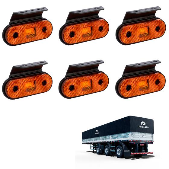 Imagem de 6 Lanterna Lateral Librelato LED Âmbar C/ Supt. - Fio