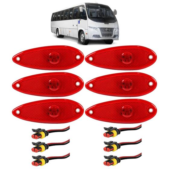 Imagem de 6 Lanterna Lateral Ônibus Caminhão Peixinho 1LED BIVOLT VM + Conector