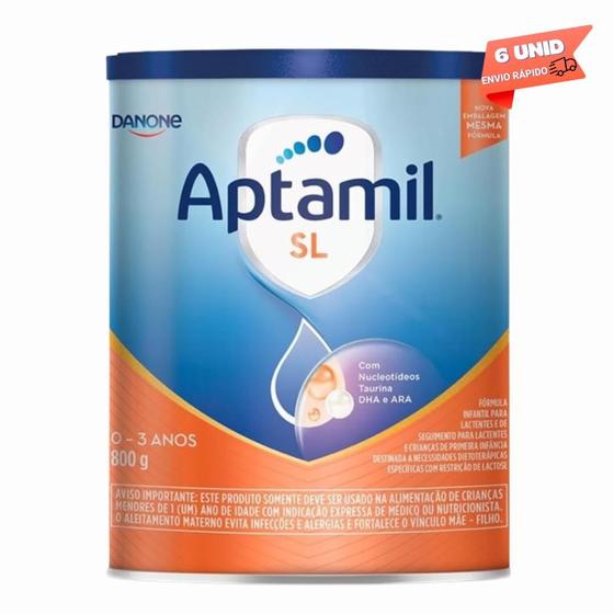 Imagem de 6 latas - Aptamil Sl  Fórmula Infantil Em Pó Danone 800g- Sem lactose