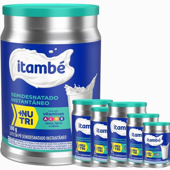 Imagem de 6 Latas- LEITE EM PÓ SEMIDESNATADO Instantâneo ITAMBÉ LATA 300g