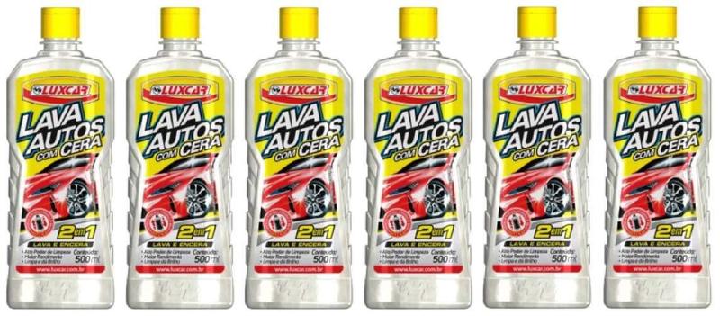 Imagem de 6 Lava Autos Com Cera Luxcar 500ml - Lava E Encera