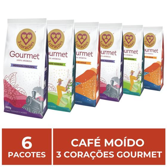 Imagem de 6 Pacotes de 250g, Café Moído, Três Corações Gourmet