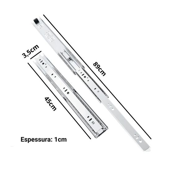 Imagem de 6 Pares Corrediça Telescópica Albras Para Gaveta 450mm