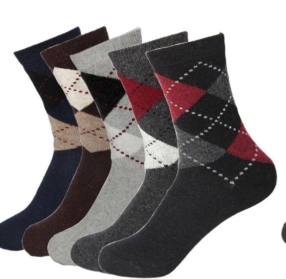 Imagem de 6 Pares Meia Esporte Outono Inverno Semi Térmica Masculino Grossinha 37a44