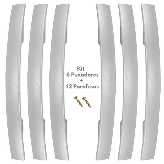 Imagem de 6 Pç Puxador Móveis Gaveta Armário Guarda Roupa Quebec 160Mm