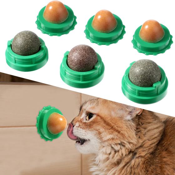Imagem de 6 Peças de Brinquedo Bola de Catnip para Gato - Com Catnip Comestível