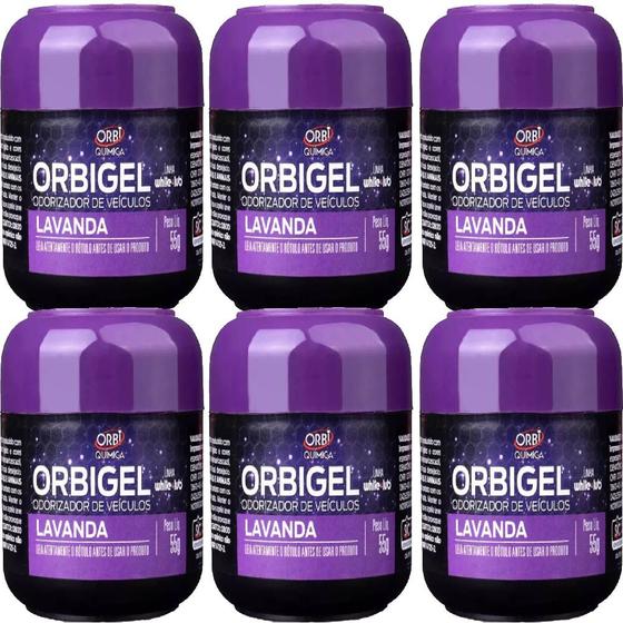 Imagem de 6 Peças - Odorizador Aromatizante De Gel Cheirinho De Lavanda Com 55 Gramas - Orbi Quimica